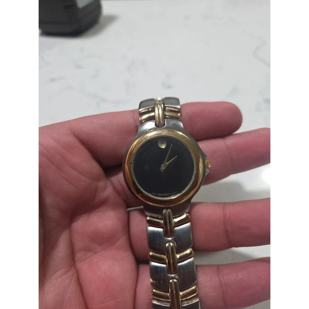 Movado Museum Two-Tone Quartz Watch Black Dial Gold Accents